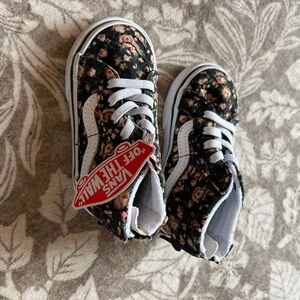 Vans Kids Floral High-Top Sneakers - Black with Pink Floral Print